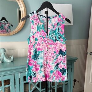 Lilly Pulitzer Pink and Green Floral Top